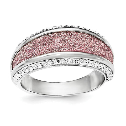 Sterling Silver Crystal Pink Laser Glitter Texture Ring - shirin-diamonds