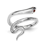 Sterling Silver Rhodium-plated Snake w/Synthetic Ruby Toe Ring - shirin-diamonds