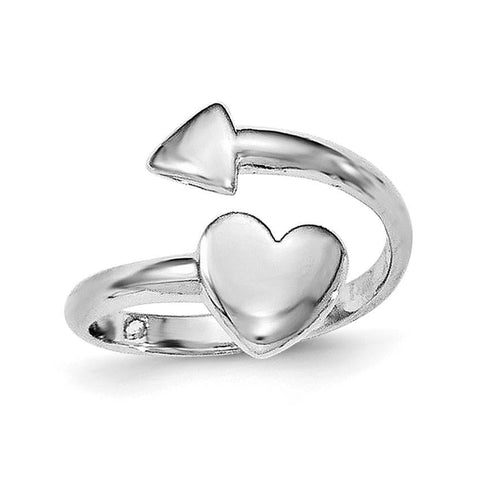 Sterling Silver Rhodium-plated Heart w/Arrow Toe Ring - shirin-diamonds