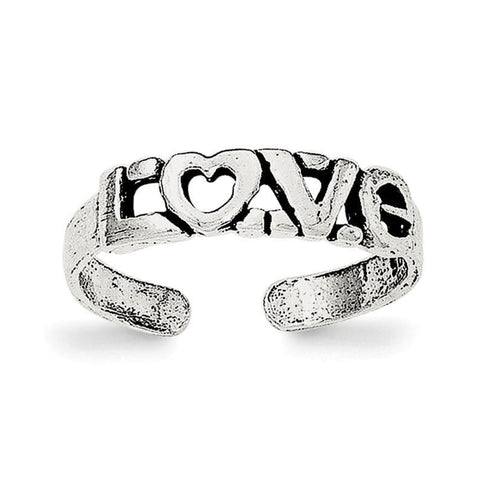 Sterling Silver Antiqued LOVE Toe Ring - shirin-diamonds