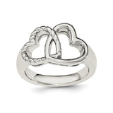 Sterling Silver Rhodium-plated Hearts Ring - shirin-diamonds