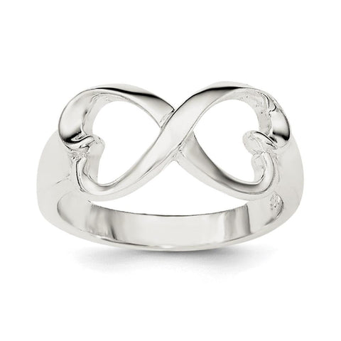 Sterling Silver Polished Heart Infinity Ring - shirin-diamonds