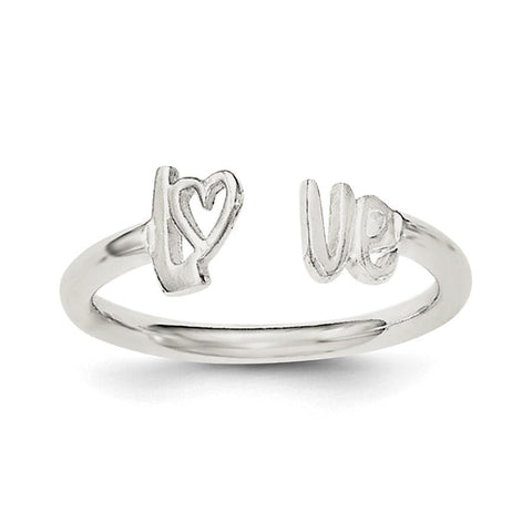 Sterling Silver Polished 'Love' Adjustable Ring - shirin-diamonds