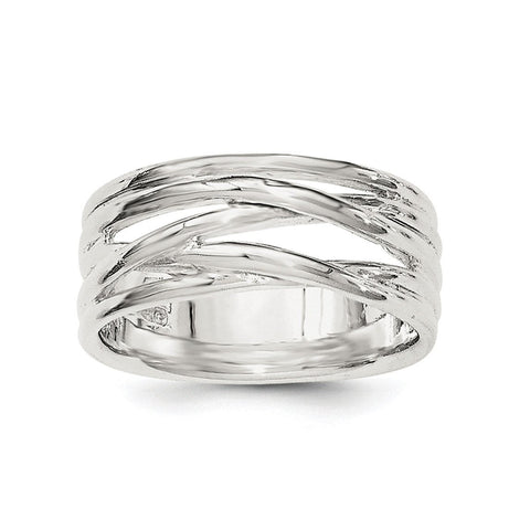 Sterling Silver Polished 5 Band Intersecting Ring - shirin-diamonds