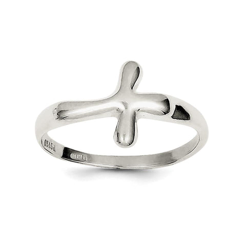 Sterling Silver Horizontal Tiny Freeform Cross Ring - shirin-diamonds