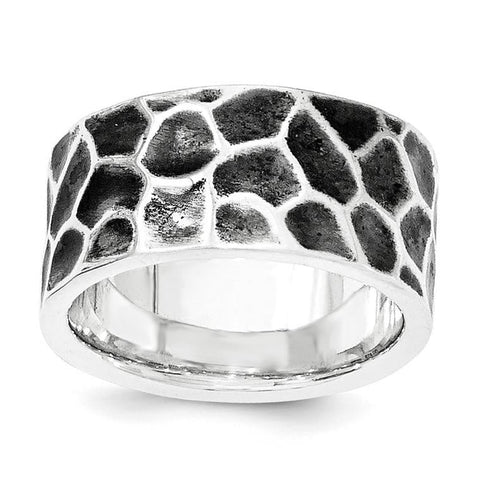 Sterling Silver Polished & Oxidized Hammered Ring - shirin-diamonds