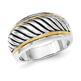 Sterling Silver Gold-tone Antiqued Ring - shirin-diamonds