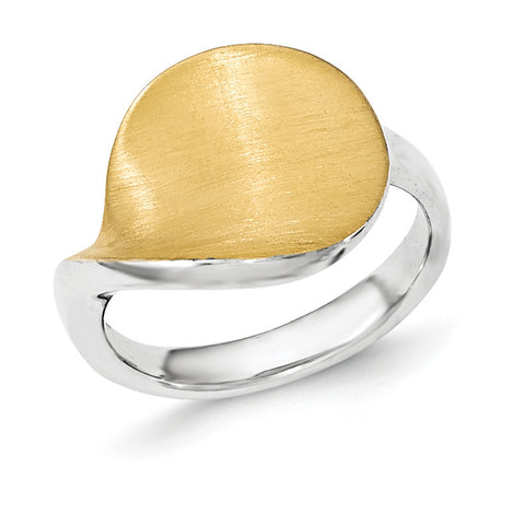 Sterling Silver Gold-plated Polished & Satin Ring QR6136 - shirin-diamonds
