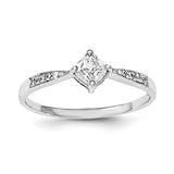 Sterling Silver Rhodium-plated Polished & Square Shaped CZ Ring - shirin-diamonds