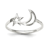 Sterling Silver Polished Star & Moon Ring - shirin-diamonds