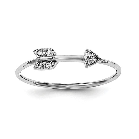 Sterling Silver Rhodium-plated Polished CZ Arrow Ring - shirin-diamonds