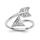 Sterling Silver Rhodium-plated Adjustable Polished CZ Arrow Ring - shirin-diamonds
