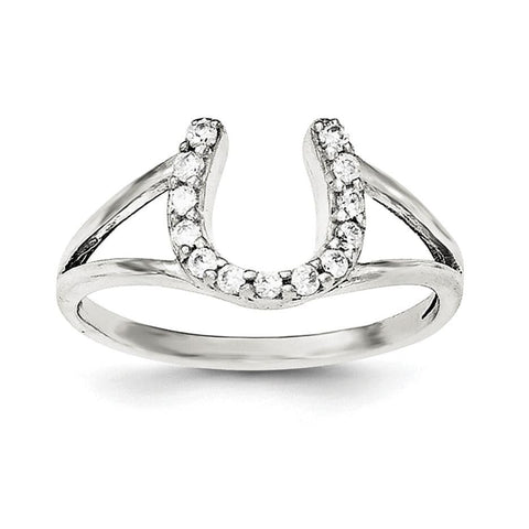 Sterling Silver Polished CZ Horseshoe Ring - shirin-diamonds