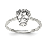 Sterling Silver Rhodium-plated CZ Skull Ring - shirin-diamonds