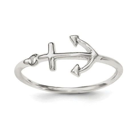 Sterling Silver Polished Anchor Ring - shirin-diamonds