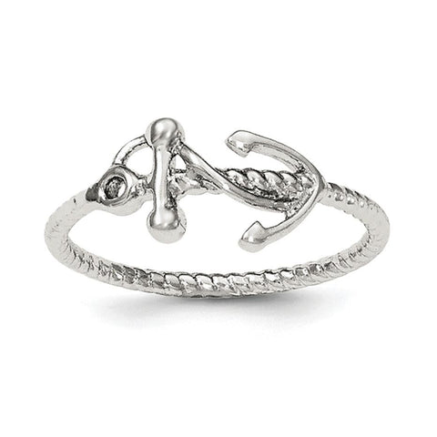 Sterling Silver Polished Anchor Ring - shirin-diamonds