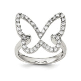 Sterling Silver Rhodium-plated CZ Butterfly Ring - shirin-diamonds