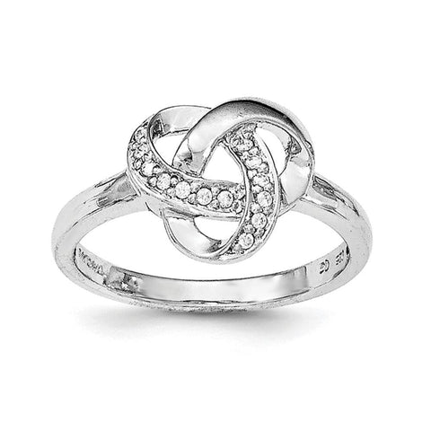 Sterling Silver Rhodium-plated CZ Knot Ring - shirin-diamonds