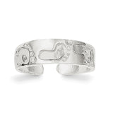 Sterling Silver Foot Print Toe Ring - shirin-diamonds