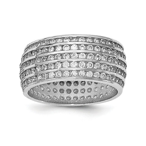 Sterling Silver Rhodium-plated 5-row Eternity Ring - shirin-diamonds