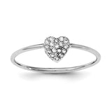 Sterling Silver Rhodium-plated Polished CZ Heart Ring - shirin-diamonds