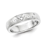 Sterling Silver Brushed CZ Heart Ring - shirin-diamonds