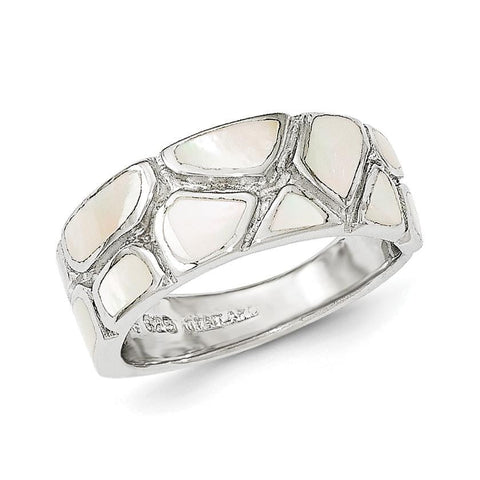 Sterling Silver Polished Mother of Pearl Ring - shirin-diamonds