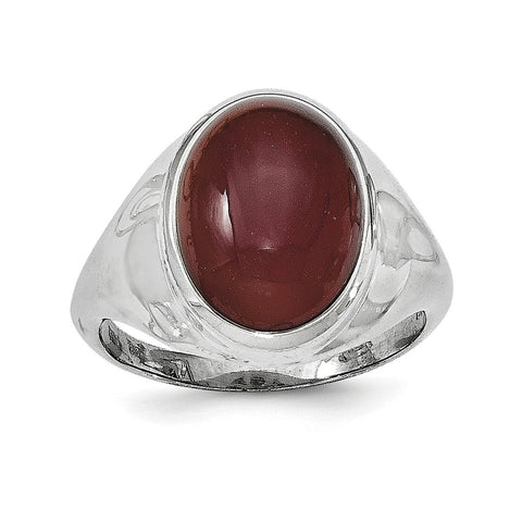 Sterling Silver Rhodium-plated Red Agate Ring - shirin-diamonds