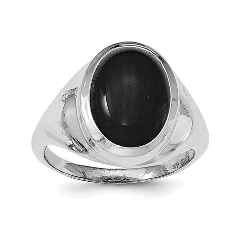 Sterling Silver Rhodium-plated Black Agate Ring - shirin-diamonds