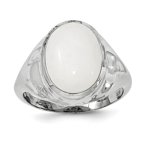 Sterling Silver Rhodium-plated White Agate Ring - shirin-diamonds