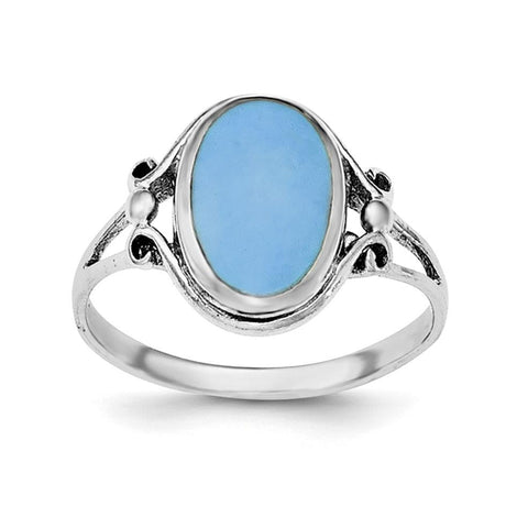 Sterling Silver Rhodium-plated Polished Synthetic Turquoise Ring - shirin-diamonds