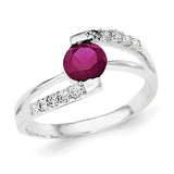 Sterling Silver Red CZ w/CZ Accents Ring - shirin-diamonds