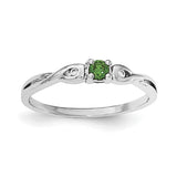 Sterling Silver Rhodium-plated Green & White CZ Ring - shirin-diamonds