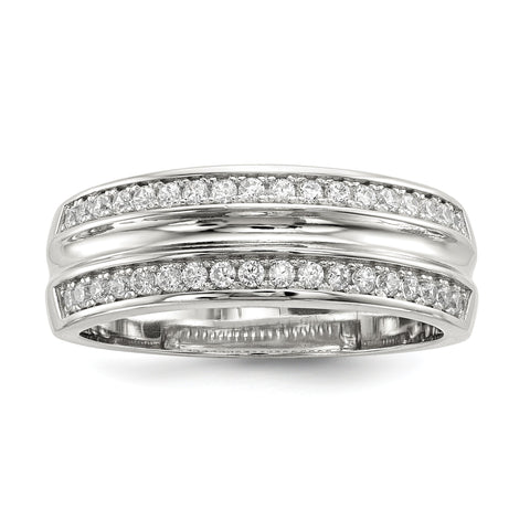 Sterling Silver Rhodium-plated & CZ Men's Ring - shirin-diamonds