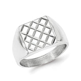 Sterling Silver Polished Diamond-pattern Ring - shirin-diamonds