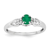 Sterling Silver Rhodium-plated Emerald and White Sapphire Ring - shirin-diamonds
