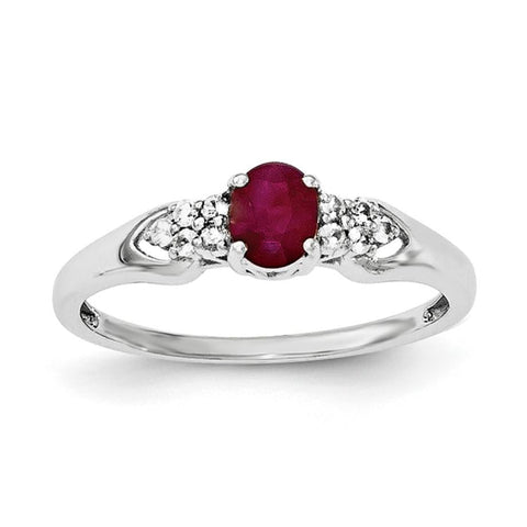 Sterling Silver Rhodium-plated Ruby and White Sapphire Ring - shirin-diamonds