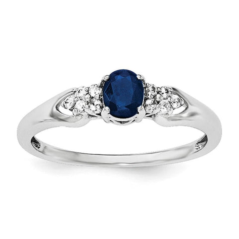 Sterling Silver Rhodium-plated Blue and White Sapphire Ring - shirin-diamonds