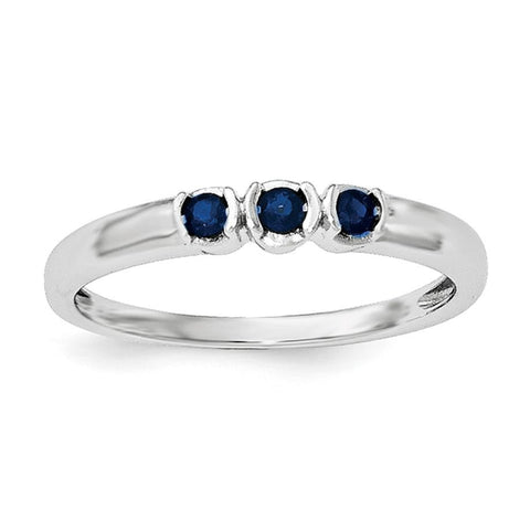 Sterling Silver Rhodium-plated Polished Sapphire Ring - shirin-diamonds