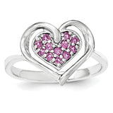 Sterling Silver & Rhodolite Garnet Heart Ring - shirin-diamonds