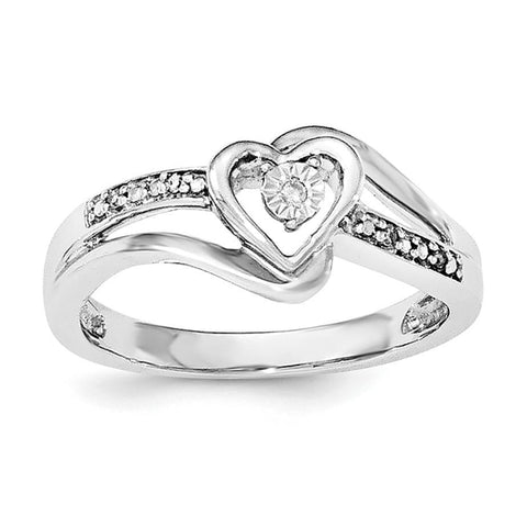 Sterling Silver Rhodium Diam. Heart Ring - shirin-diamonds
