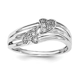 Sterling Silver Diamond Two Heart Ring - shirin-diamonds