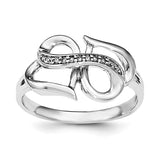 Sterling Silver Rhodium Diam. Infinity Symbol Heart Ring - shirin-diamonds