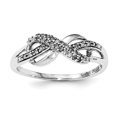 Sterling Silver Rhodium Diam. Infinity Symbol Ring - shirin-diamonds