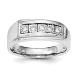 Sterling Silver Rhodium Men's Polished Diam. Ring - shirin-diamonds