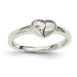 Sterling Silver Polished & Satin Heart Ring - shirin-diamonds