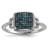 Sterling Silver Blue and White Diamond Ring - shirin-diamonds