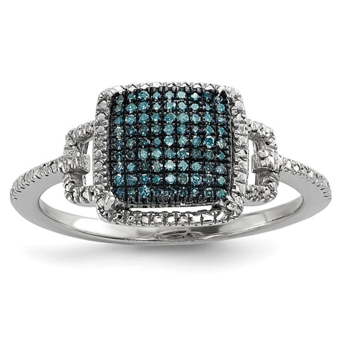 Sterling Silver Blue and White Diamond Ring - shirin-diamonds