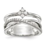 Sterling Silver Polished with CZ Ring - shirin-diamonds