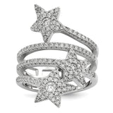 Sterling Silver Rhodium-plated CZ Star Ring - shirin-diamonds